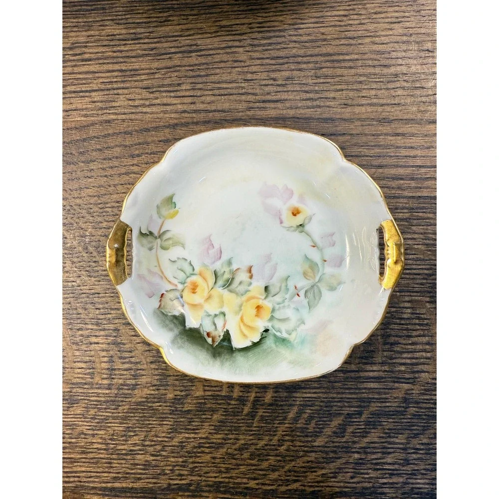 Antique Hand-Painted Porcelain Bowl Trio: B.H. Heinard Floral‎ & Strawberry Set